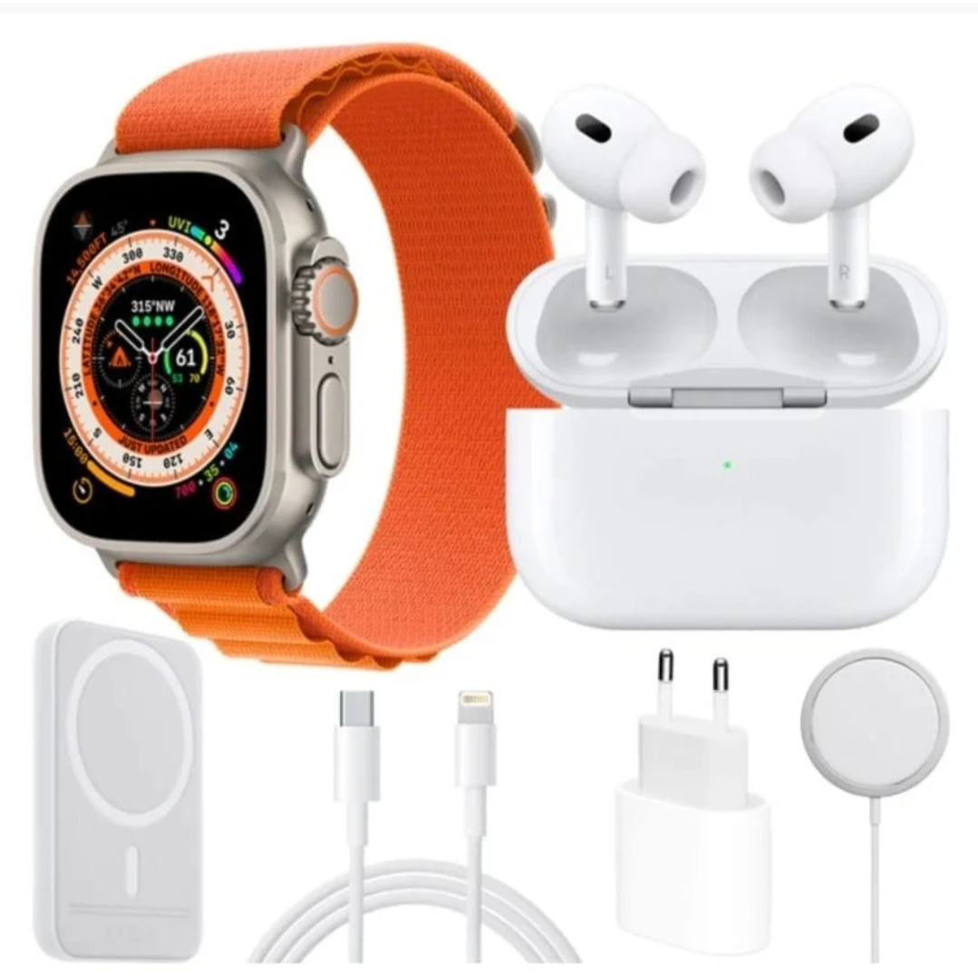 Set Ceas Smart Ultra Complet - Casti Wireless + Incarcator Wireless + 8 Accesorii Premium