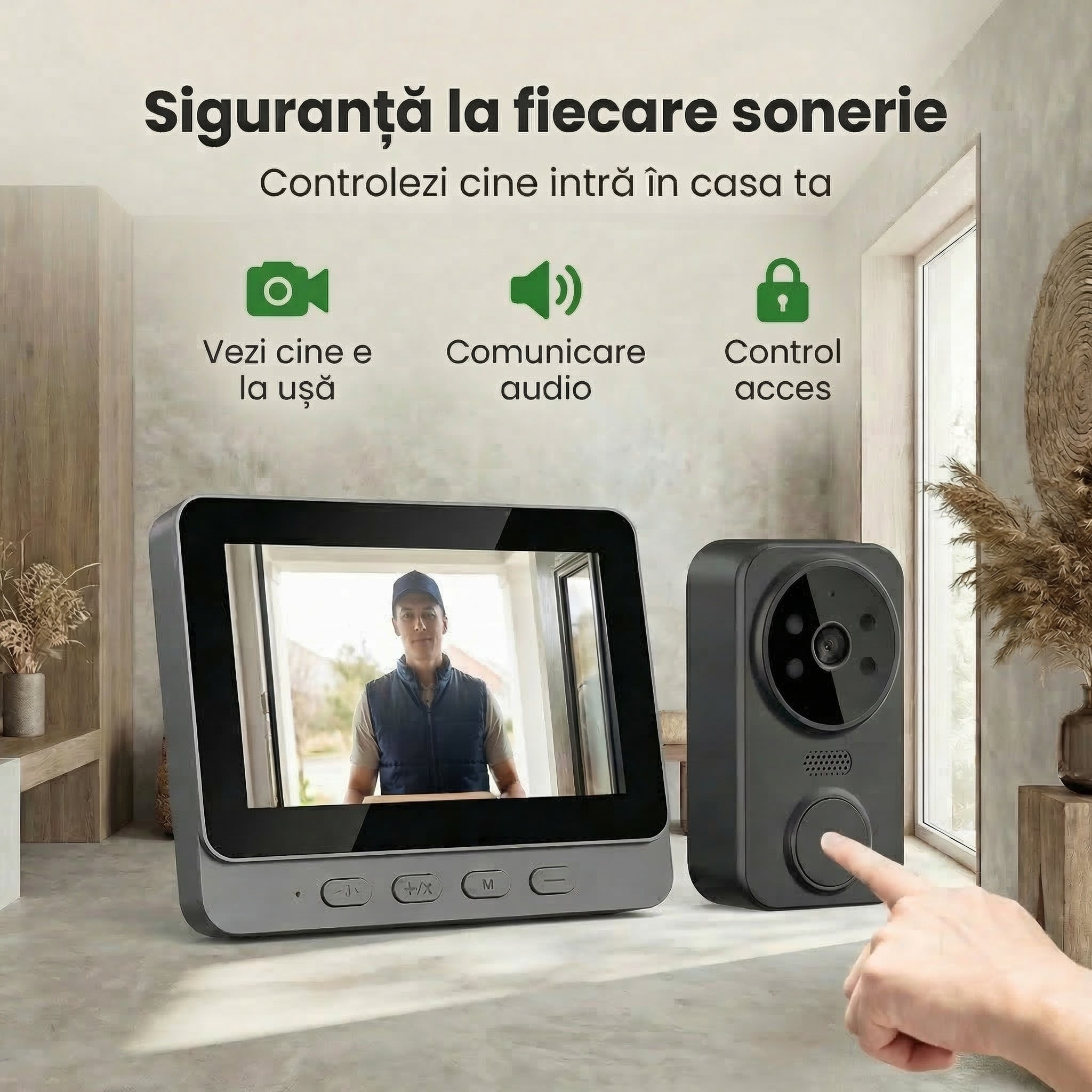 Sonerie Video Wireless - Cu Ecran, Fără Telefon