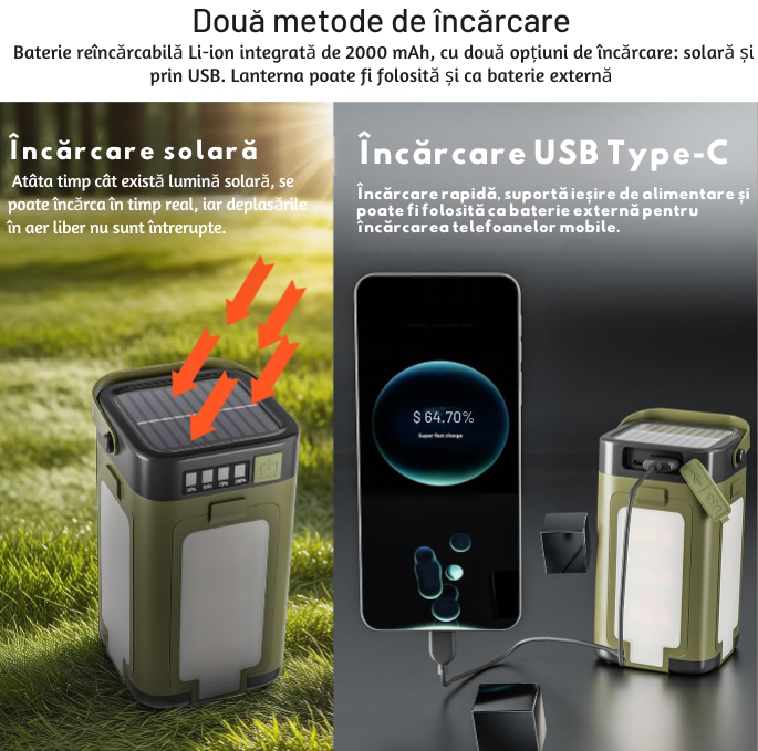 Lanternă Solară Portabilă Aventuri Nocte