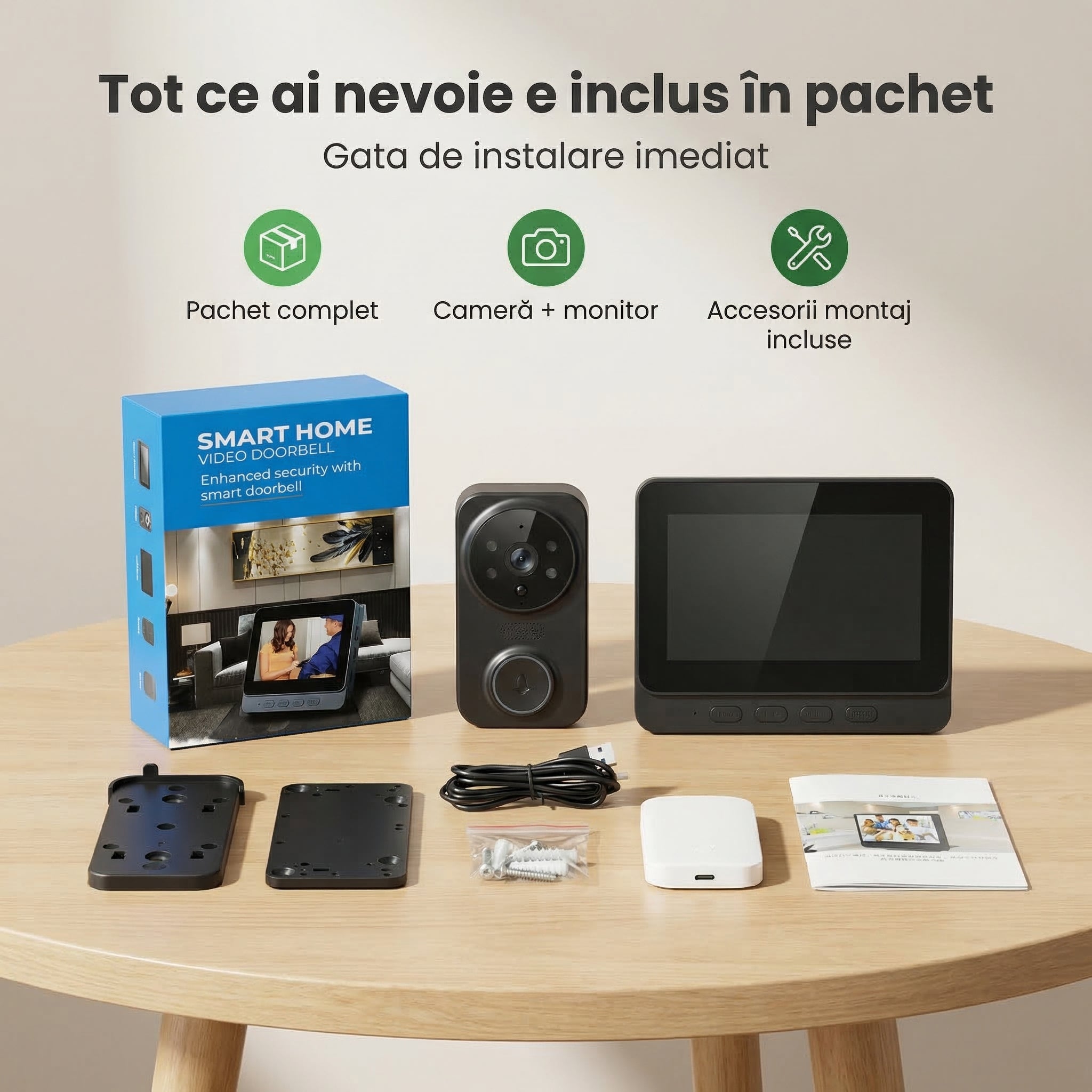 Sonerie Video Wireless - Cu Ecran, Fără Telefon