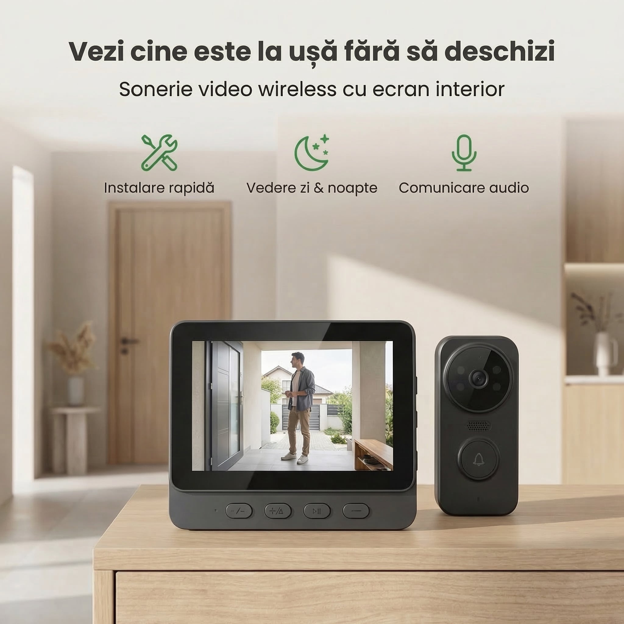 Sonerie Video Wireless - Cu Ecran, Fără Telefon