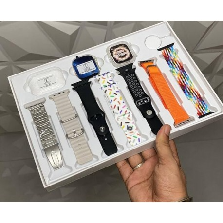 Set Ceas Smart Ultra Complet - Casti Wireless + Incarcator Wireless + 8 Accesorii Premium